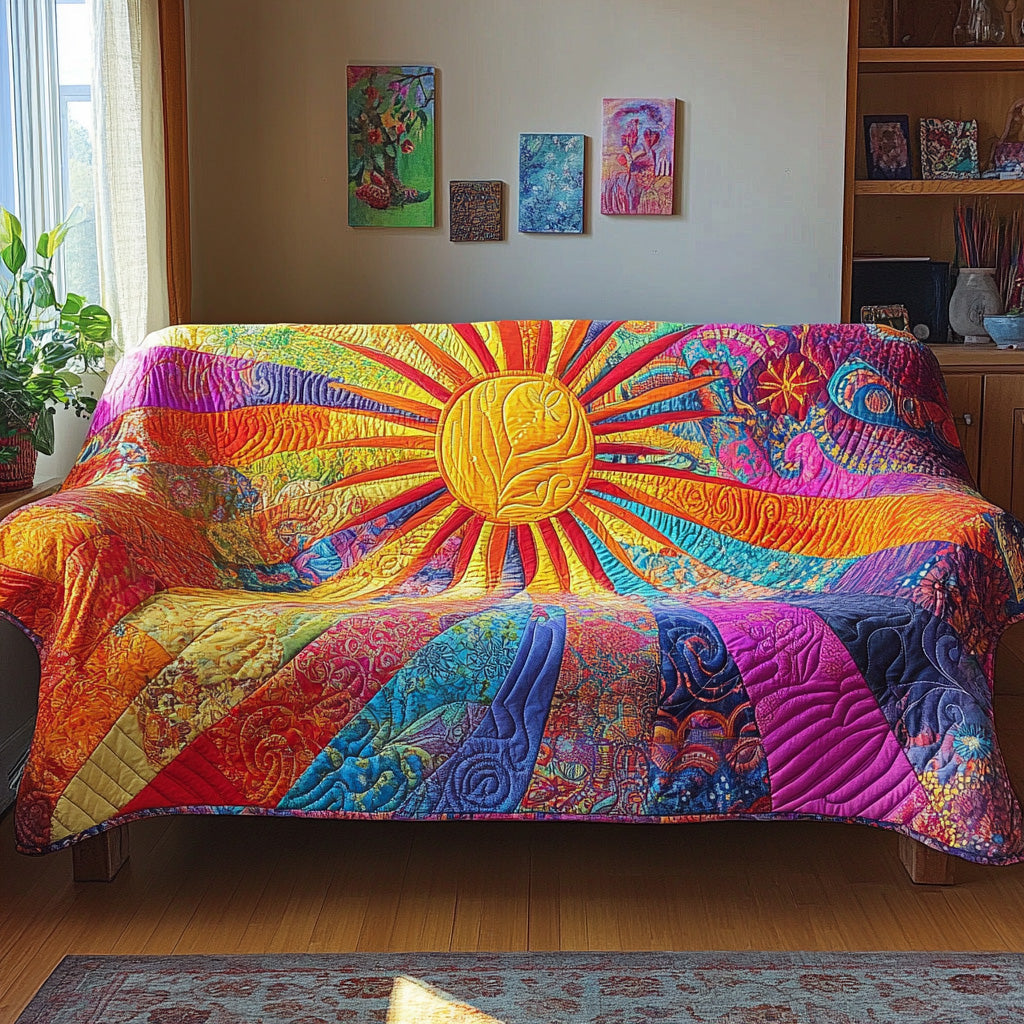 Vivid Morning Rays Quilted Sofa Cover Sofa Cover Set Christian Gifts For Ladies