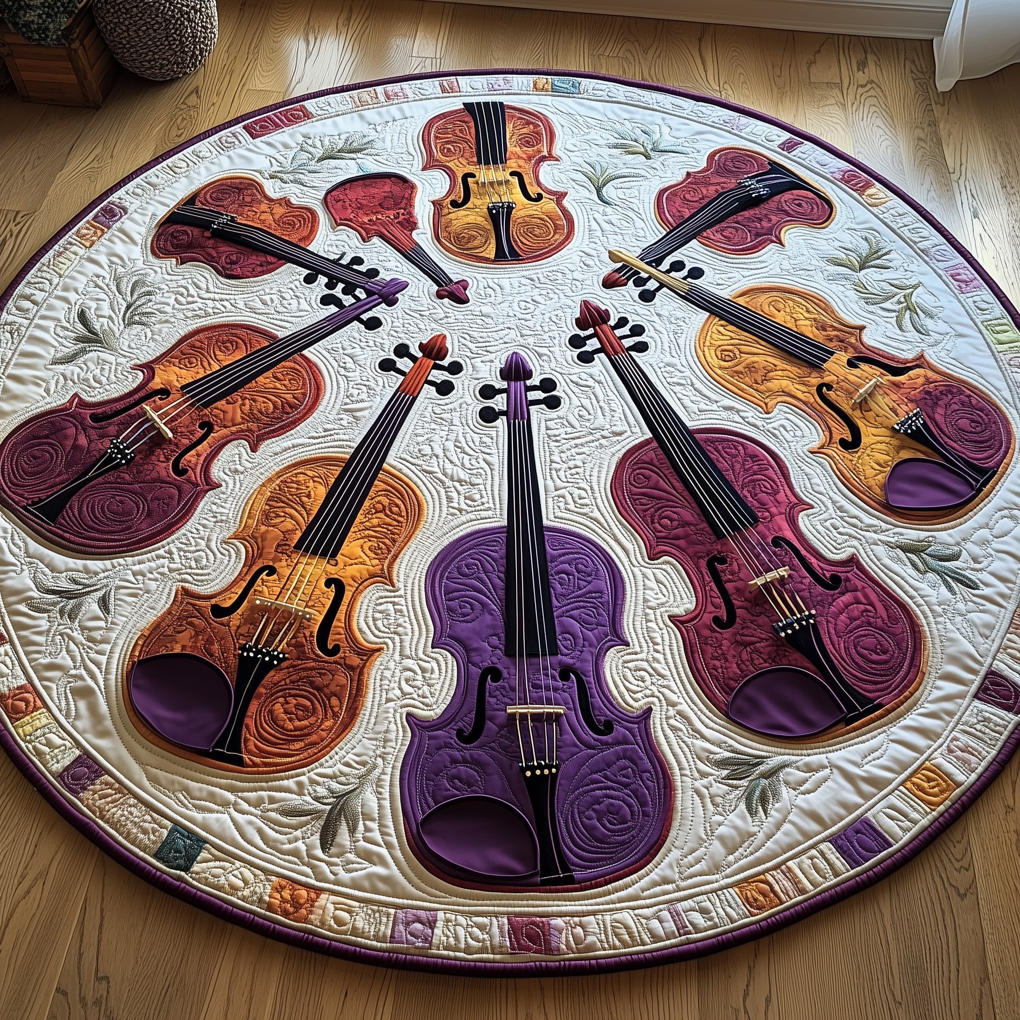 Vivid Purple Violins Quilted Round Mat Gftotl2590 Gift For Her