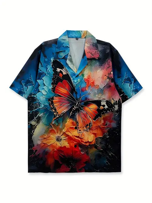 Vividly Colorful Butterfly Hawaiian Shirt Animal Themed Aesthetic Shirt Butterfly Lover Gifts