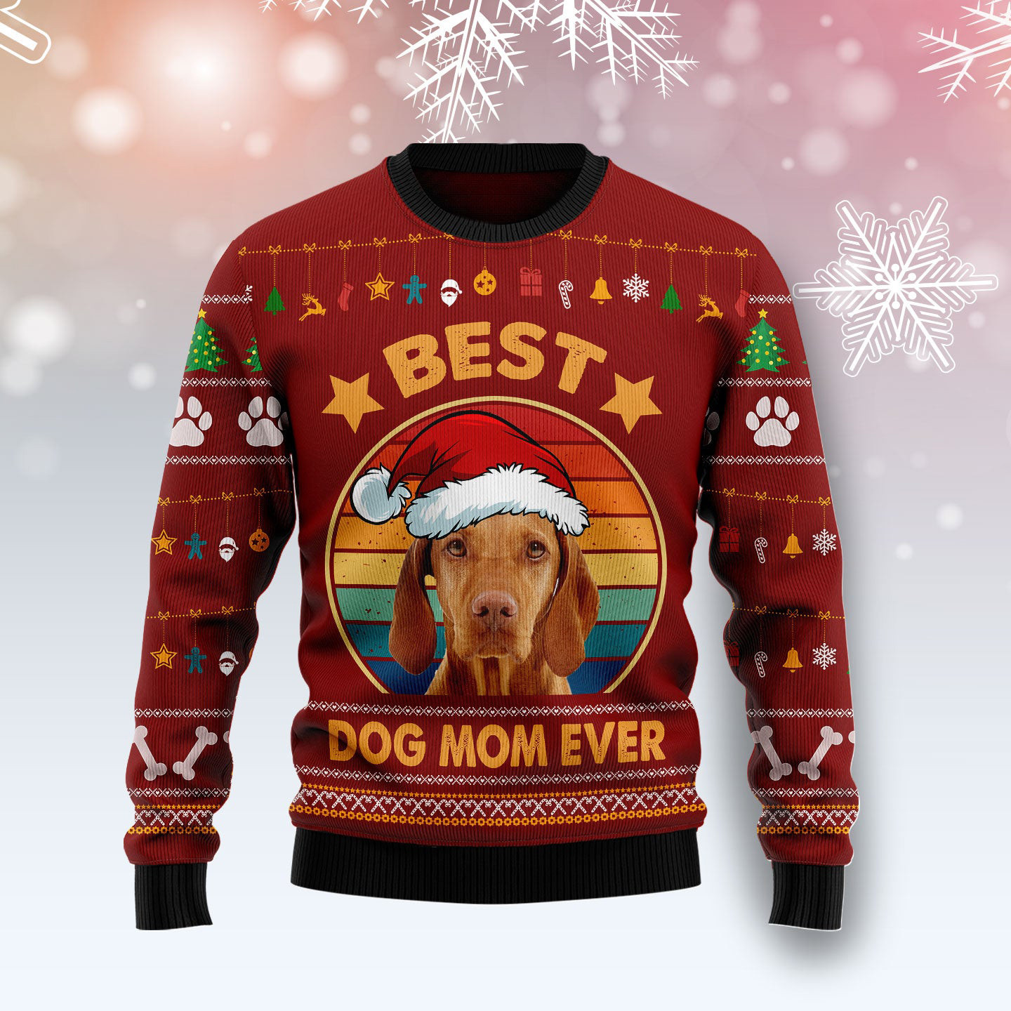 Vizsla Best Dog Mom Ever Ugly Christmas Sweater Animal Clothing Dog Christmas Gifts