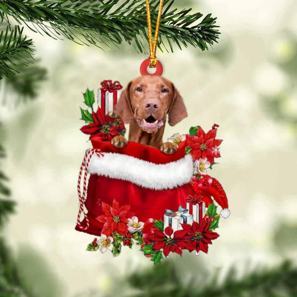 Vizsla In Gift Bag Christmas Ornament for Dog Lovers Made by Acrylic