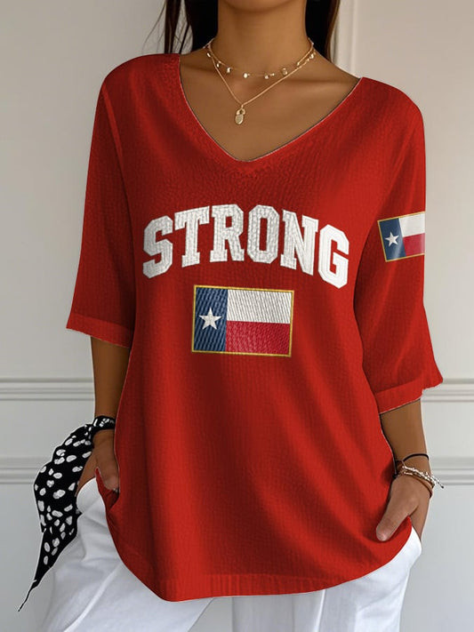 Vneck Retro Texas Strong Print Vneck Tshirt Merch Gift For Hope In Hard Times