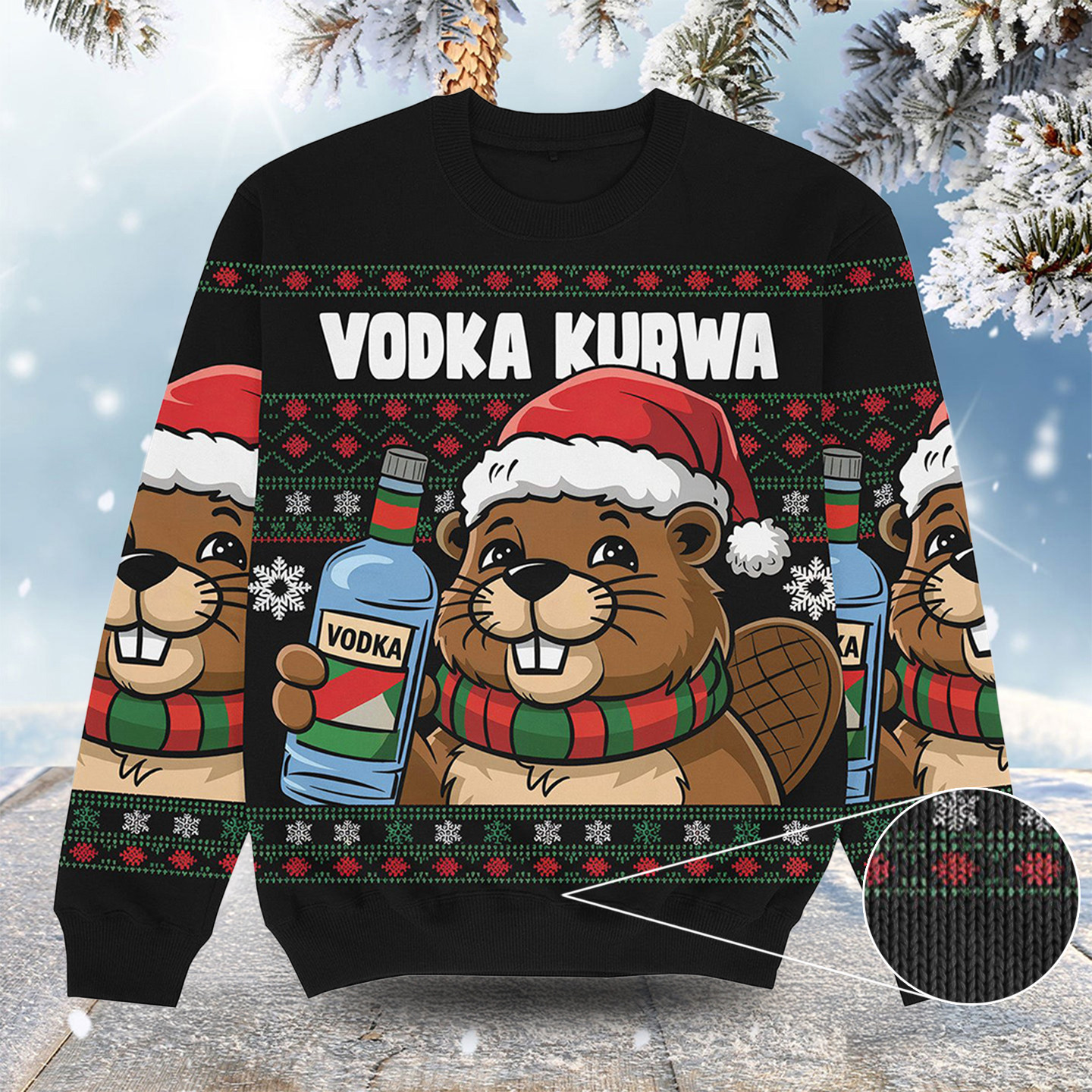 Vodka Kurwa Christmas Ugly Sweater Cool Christmas Clothing Christmas Gifts For My Brother