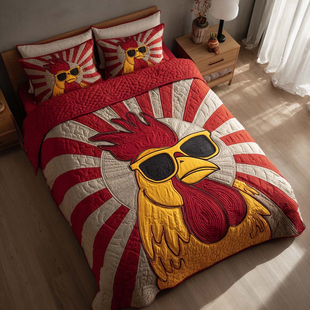 Vogue Roost Quilted Bedding Set Best Christmas Duvet Cover Set Gifts For People Who Raise Chickens