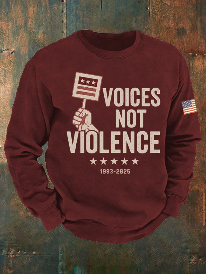 Voice Not Violence Printed Long Sleeved Swea T SHIRT Red Charlie Kirk American Merch