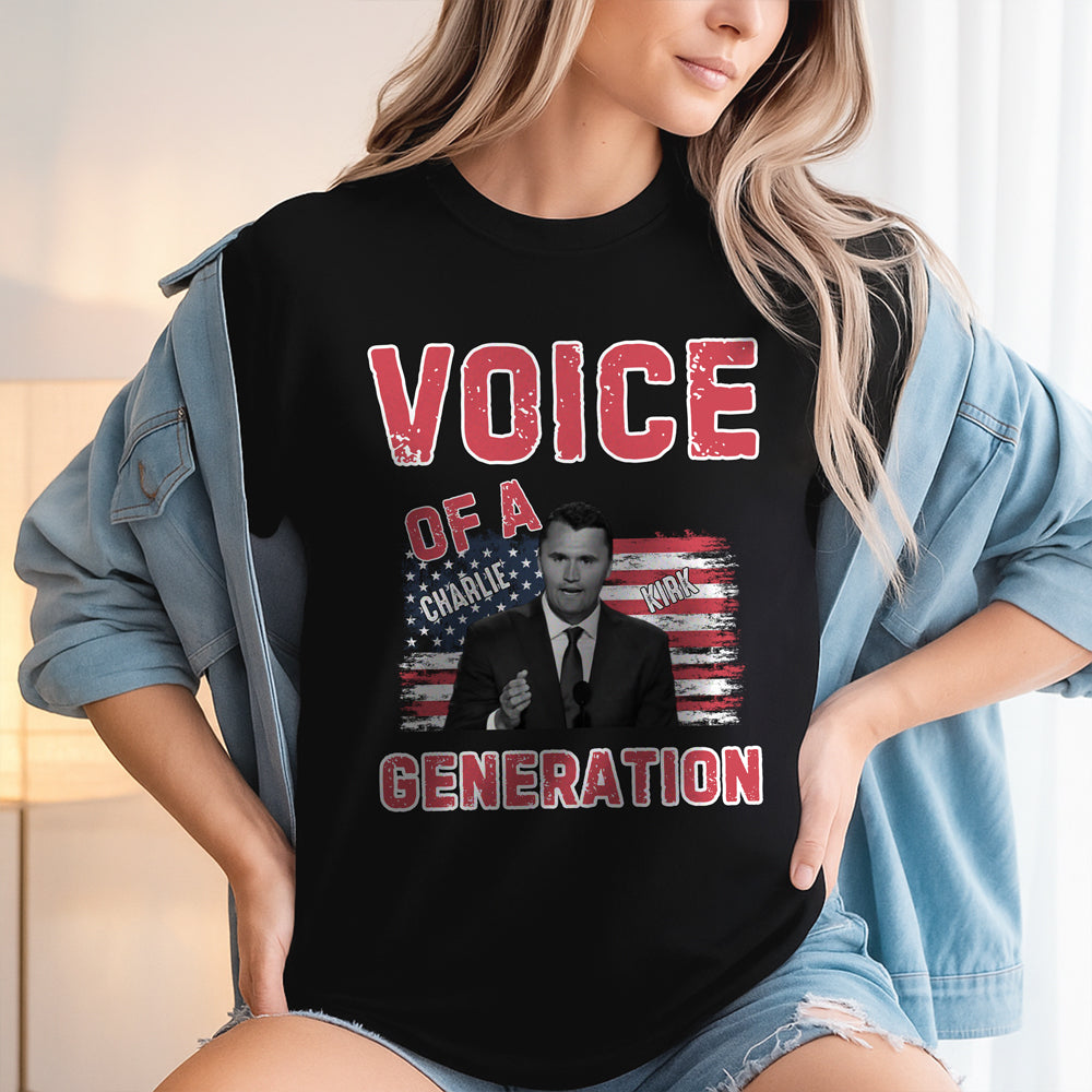 Voice Of A Generation Charlie Kirk Dark Shirt Gift for Free Speech Supporters