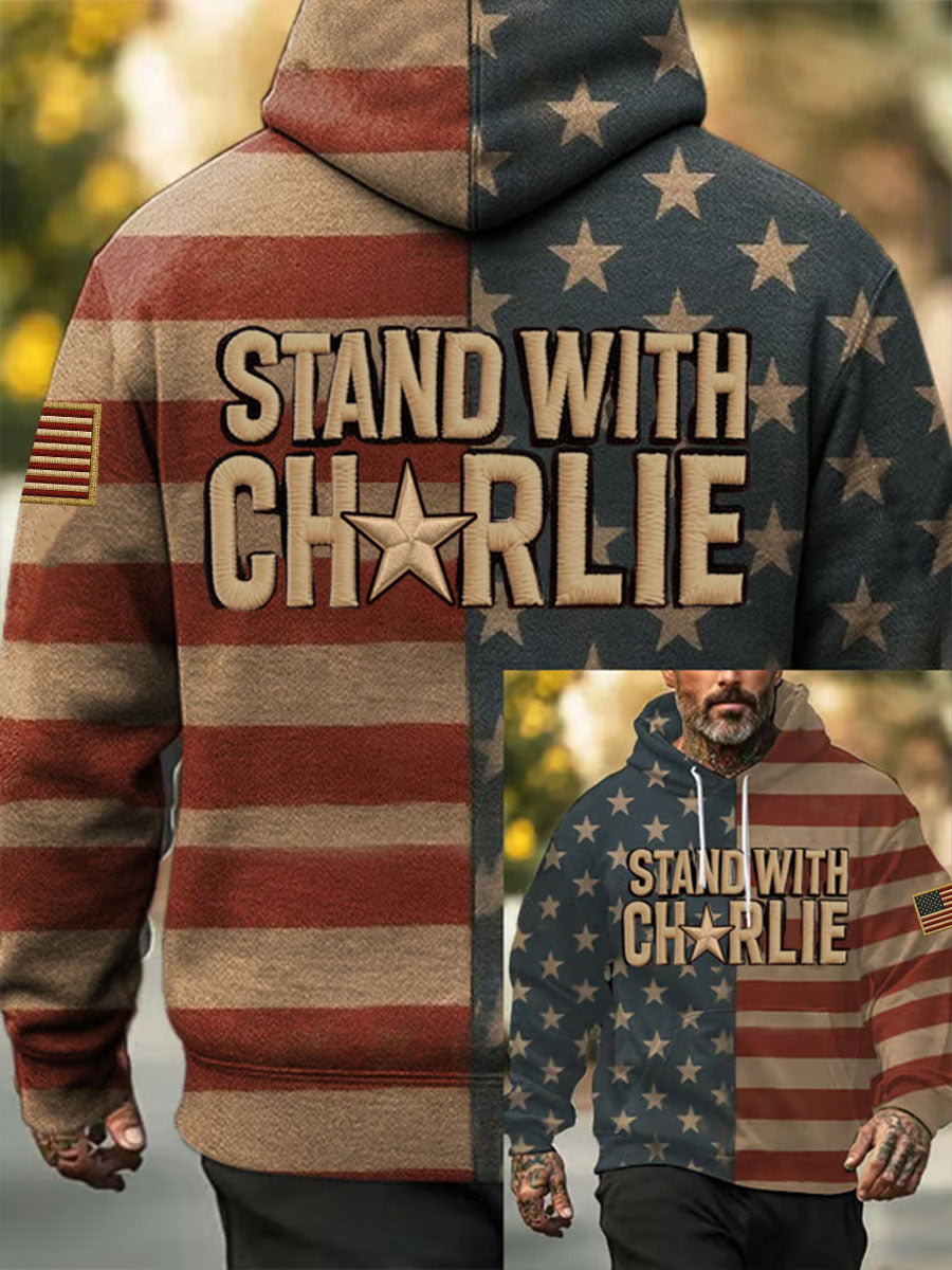 Voice Of Freedom Printed Casual Hoodie As Picture Charlie Kirk Apparel Store