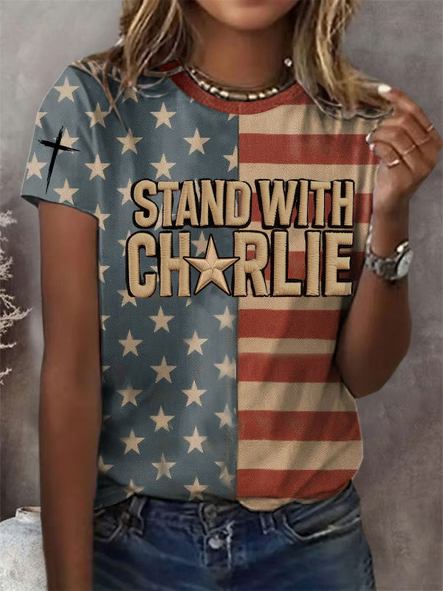 Voice Of Freedom Printed Casual T Shirt As Picture Charlie Kirk Memorial Merch