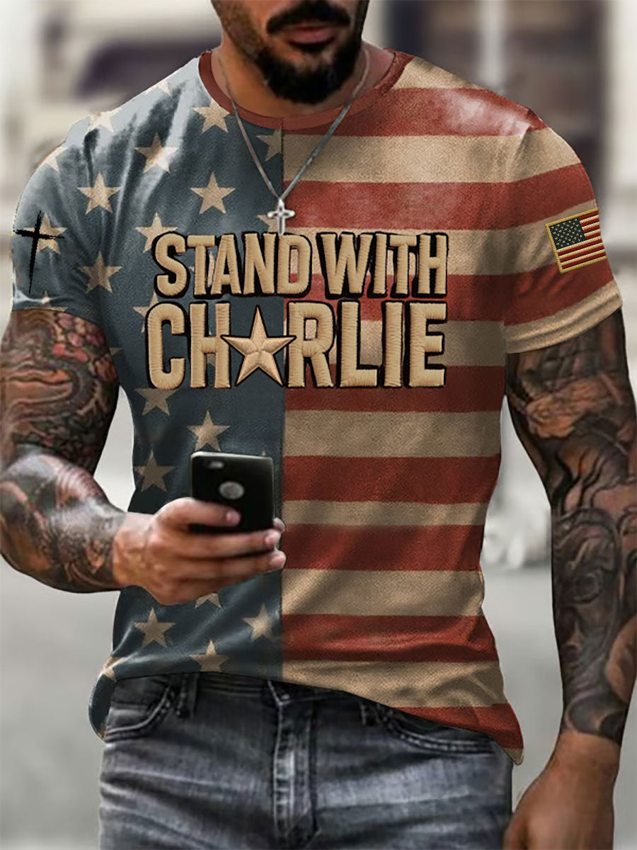 Voice Of Freedom Printed Casual T Shirt As Picture The Charlie Kirk Show Merch