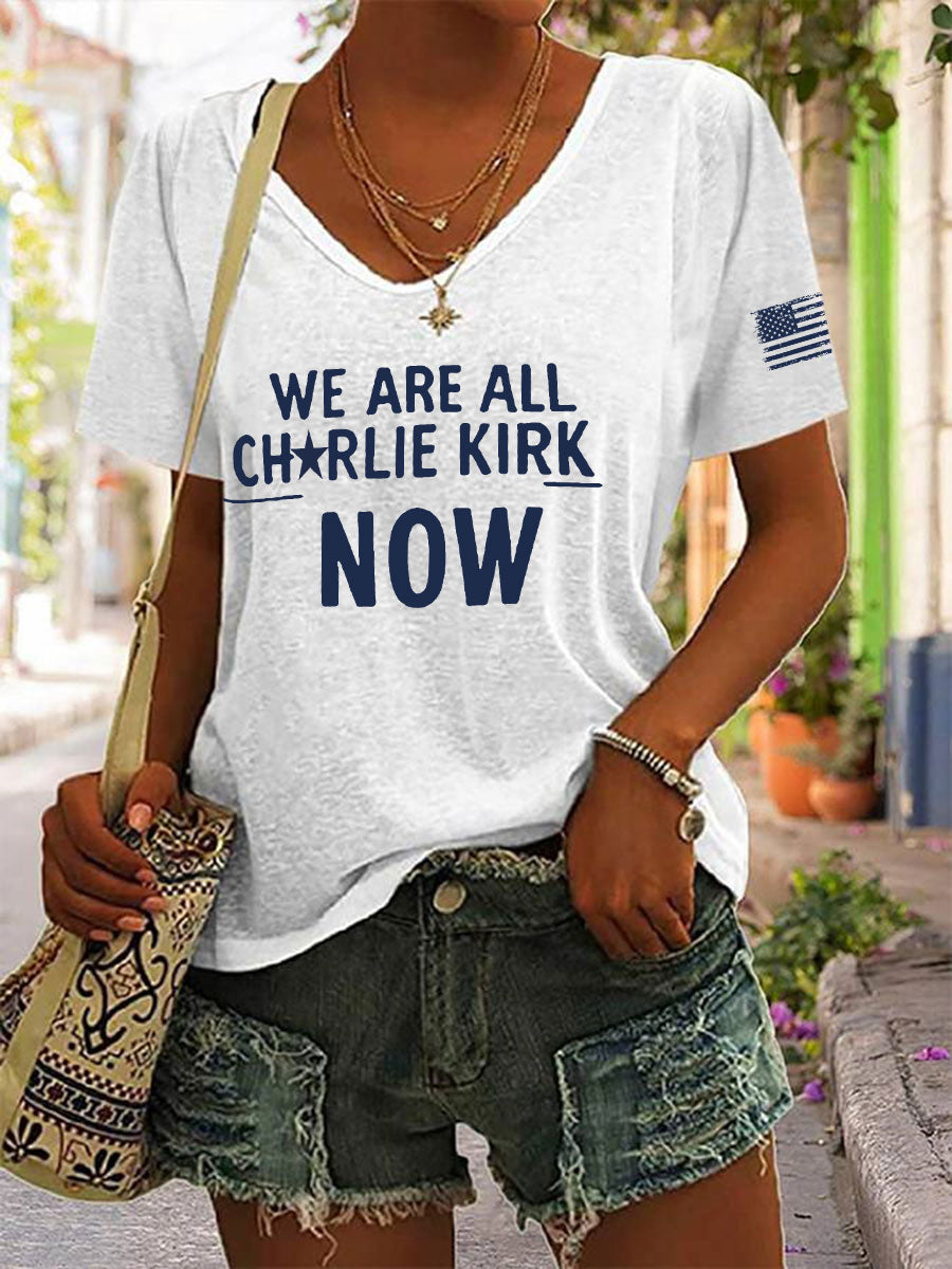 Voice Of Freedom Printed Casual T Shirt White Charlie Kirk 77 Merch