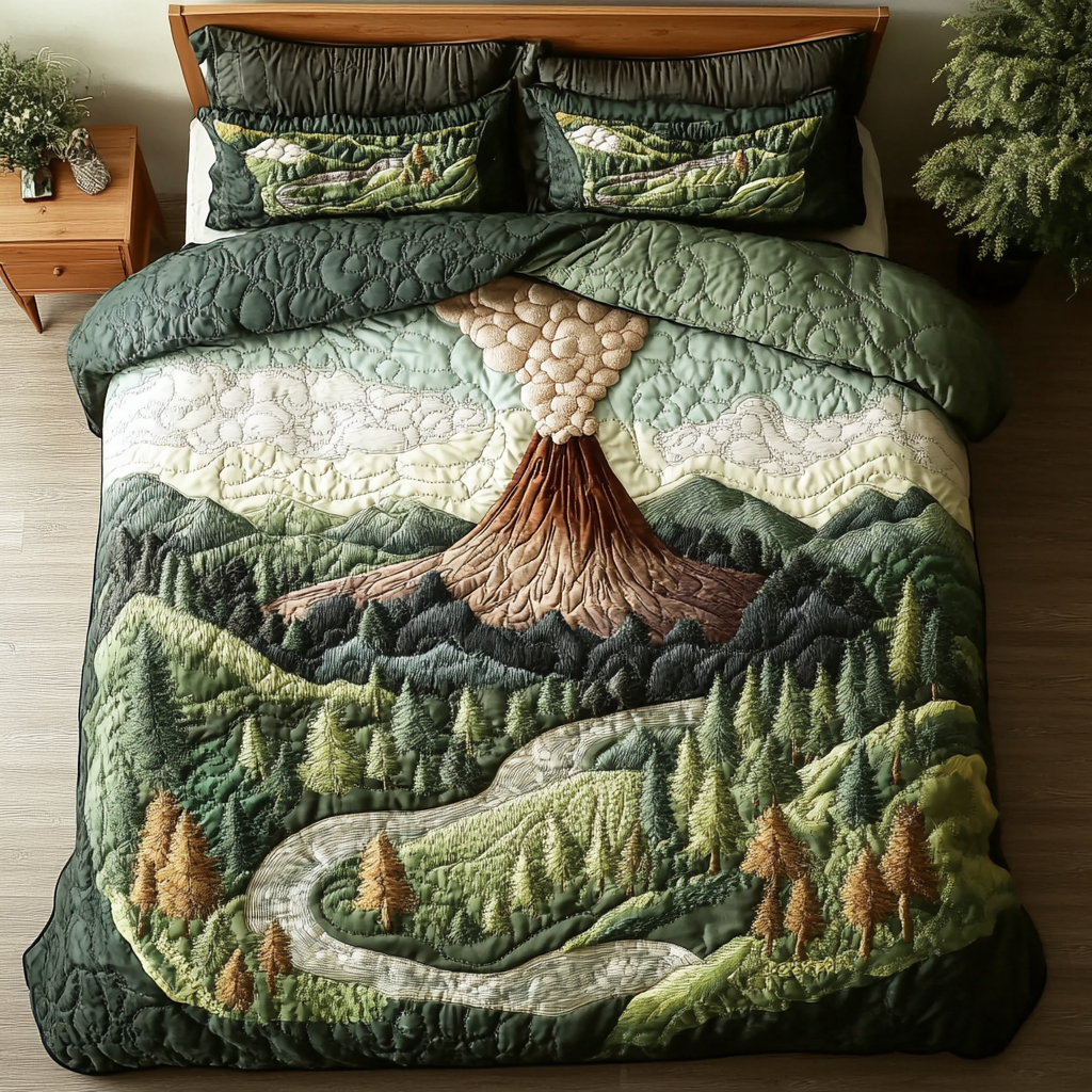 Volcano Wonder Quilted Bedding Set Bedroom Decorations Christmas Gifts For Nature Lovers