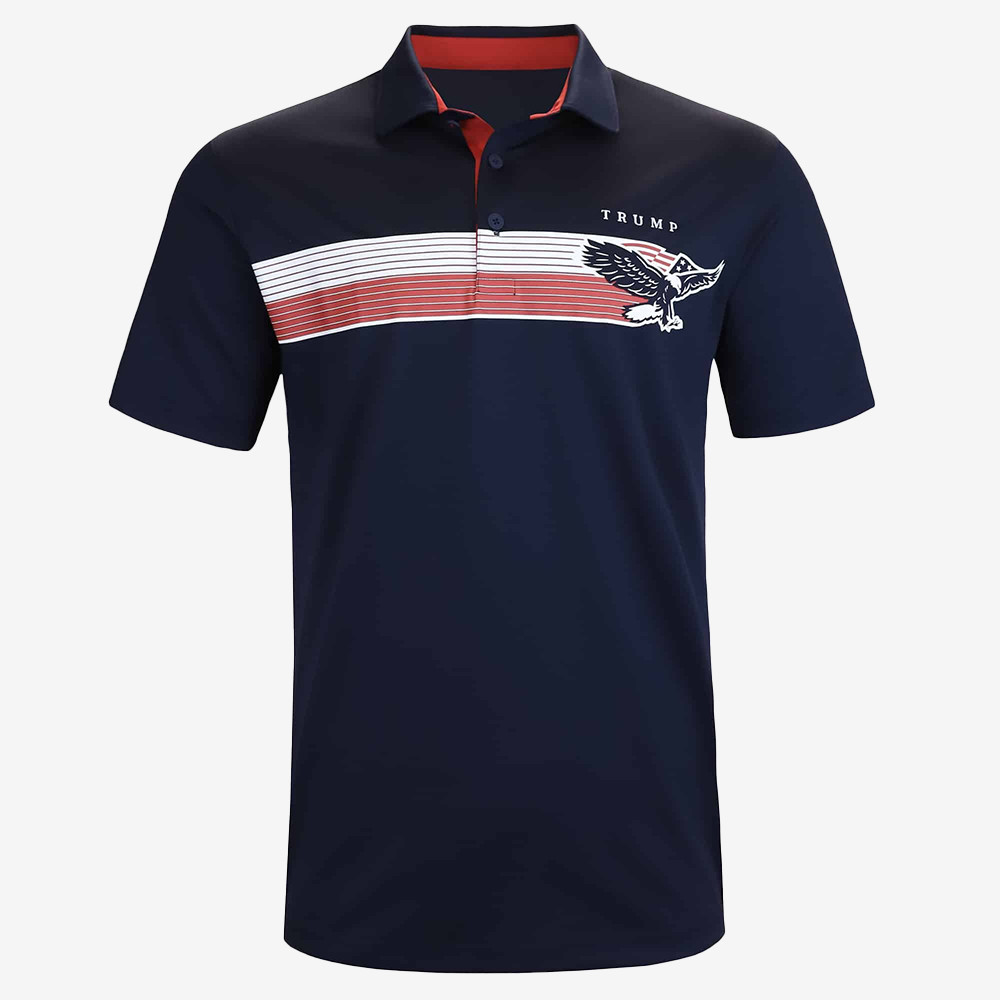 Volition Eagle Polo Shirt Support Trump 45 47 MAGA Shirt Patriotic Men Gifts