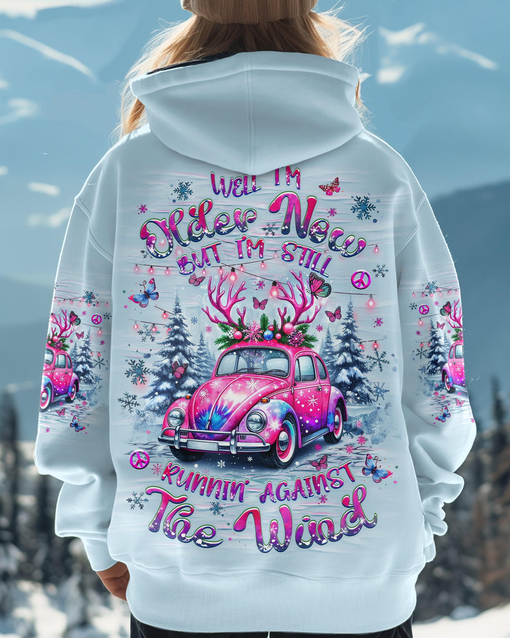 Volkswagen Beetle Runnin' Against The Wind Christmas Hoodie Xmas Gifts For Car Lovers