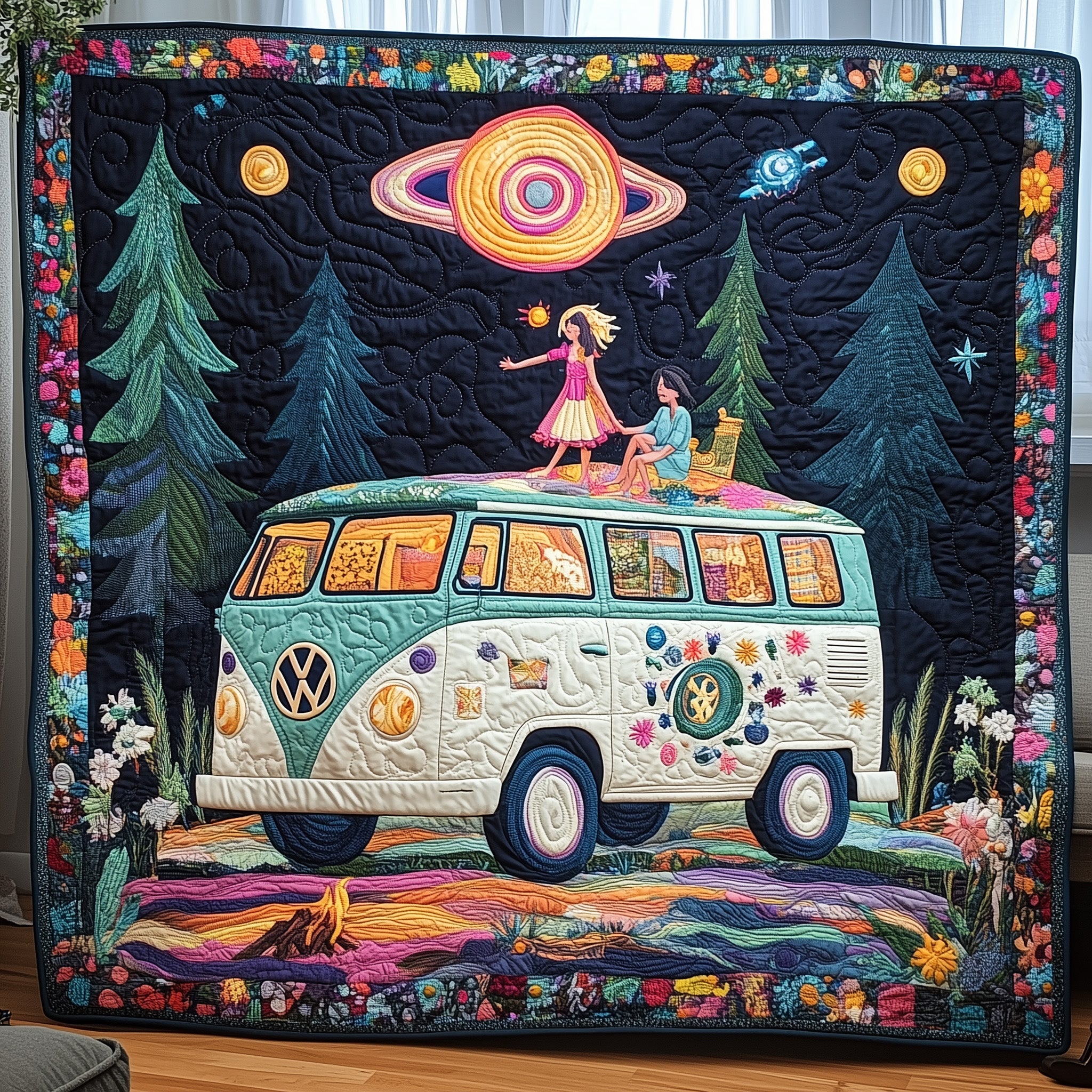 Volkswagen Van Quilted Blanket Best Couch Throw BlanketHippie Dad Gifts hristmas