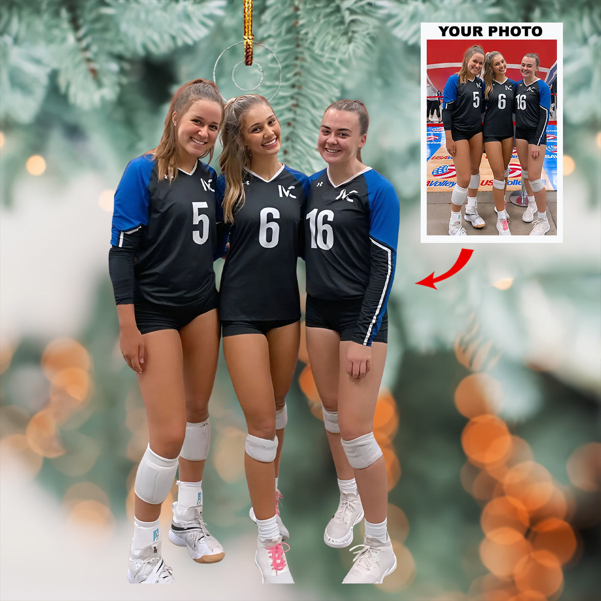 Volley Vibes Girls Personalized Photo Mica Ornament Gift For Volleyball Players Volley