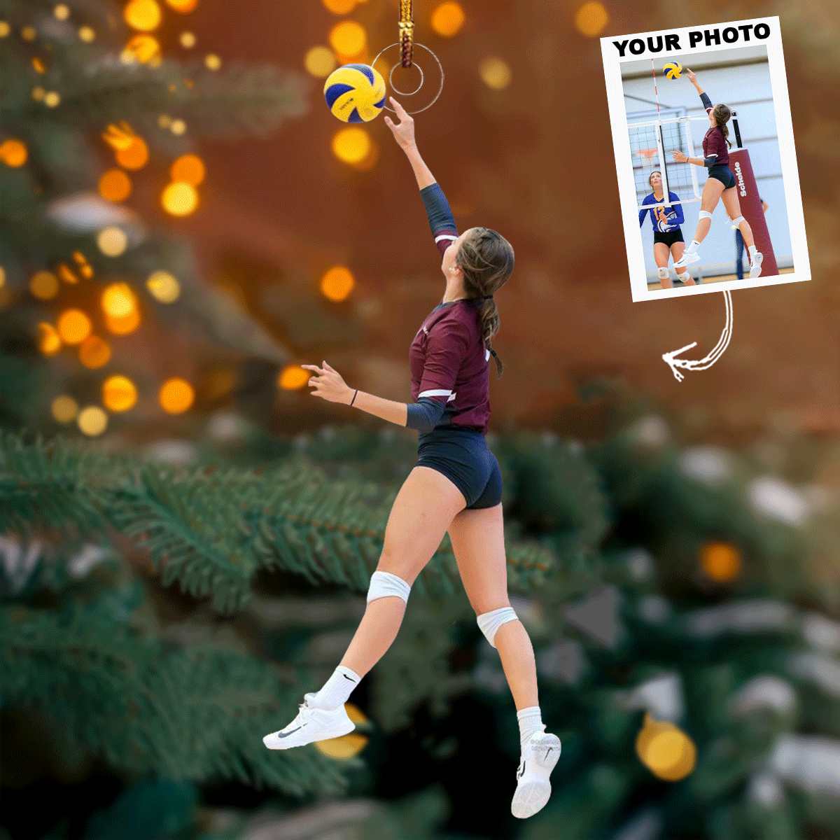 Volley Vibes Personalized Photo Mica Ornament Christmas Gift For Sports Lovers Family