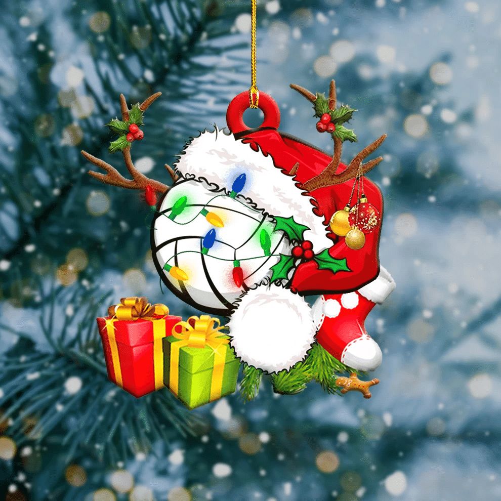 Volleyball Light Christmas 2D Flat Christmas Ornaments Idea Gift for Volleyball Player
