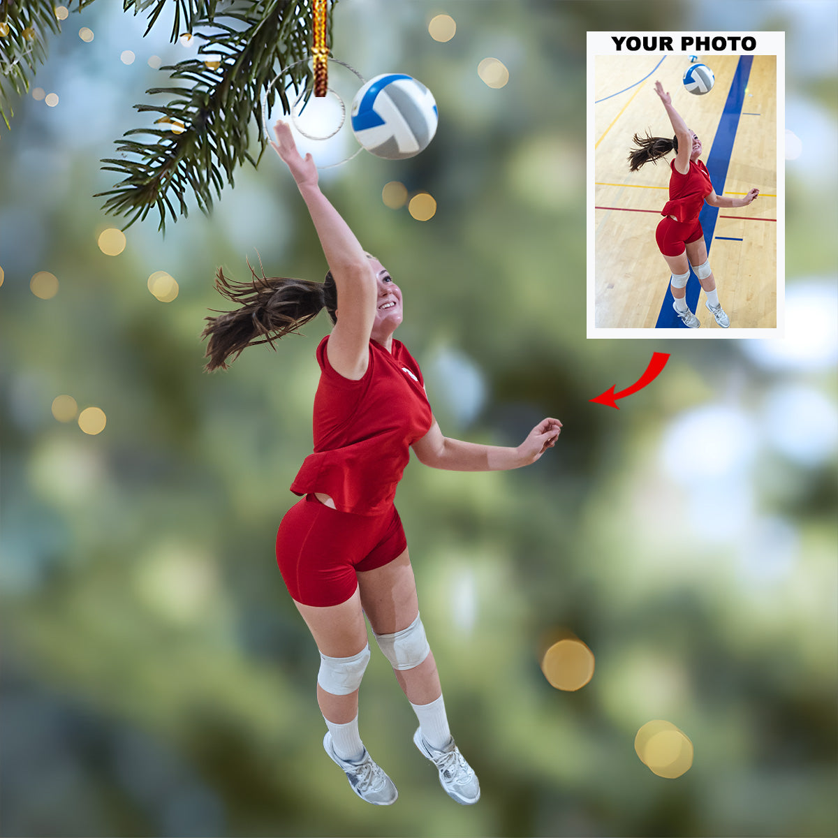 Volleyball Lover Personalized Photo Mica Ornament Christmas Gift For Volleyball Player