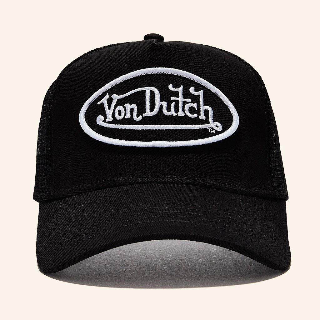 Von Dutch Merch Von Dutch Black And White Trucker Hat Embroidered Gifts Ideas For Him