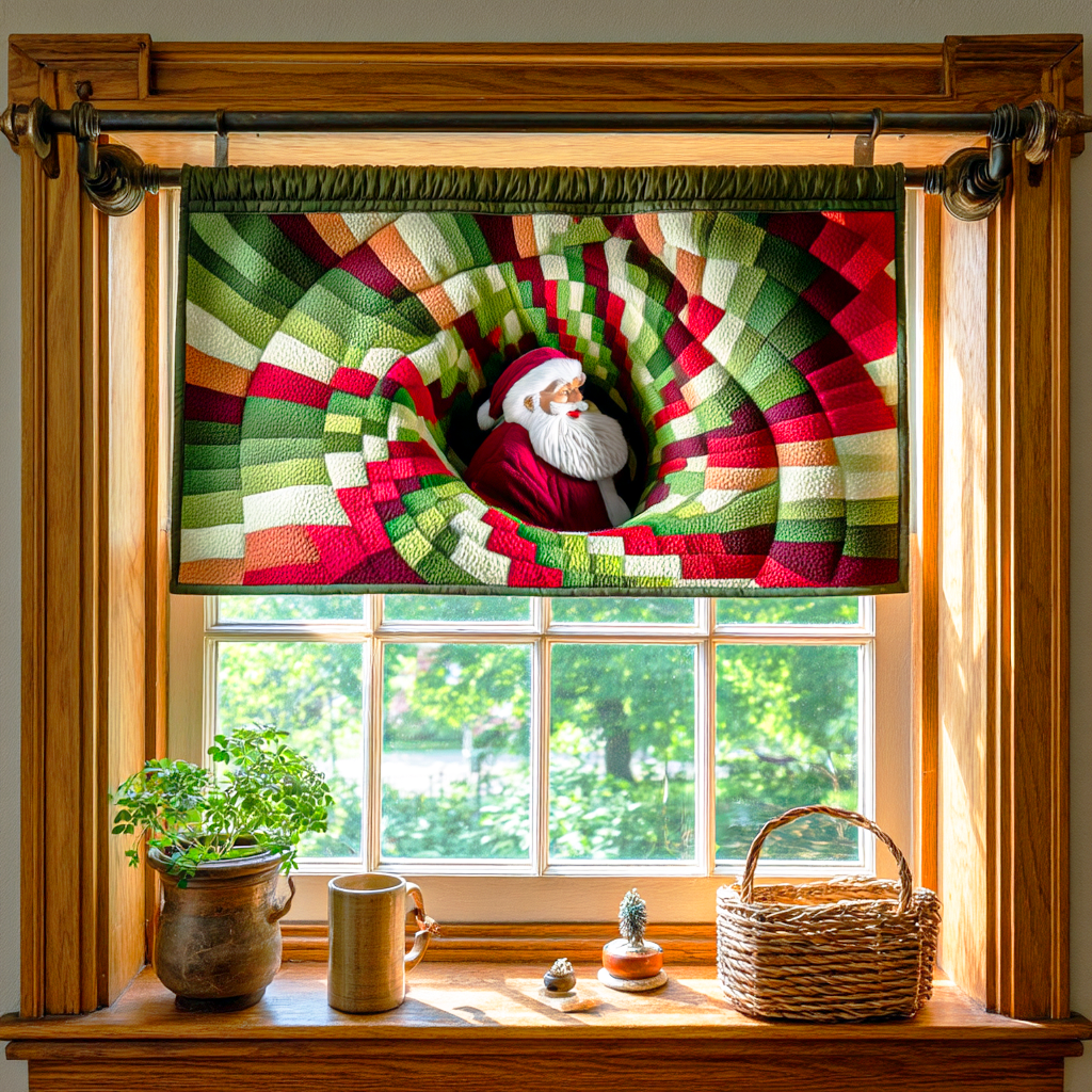 Vortex Santa Dive Quilted Valance Curtains For Living Room Good Gifts For Dads
