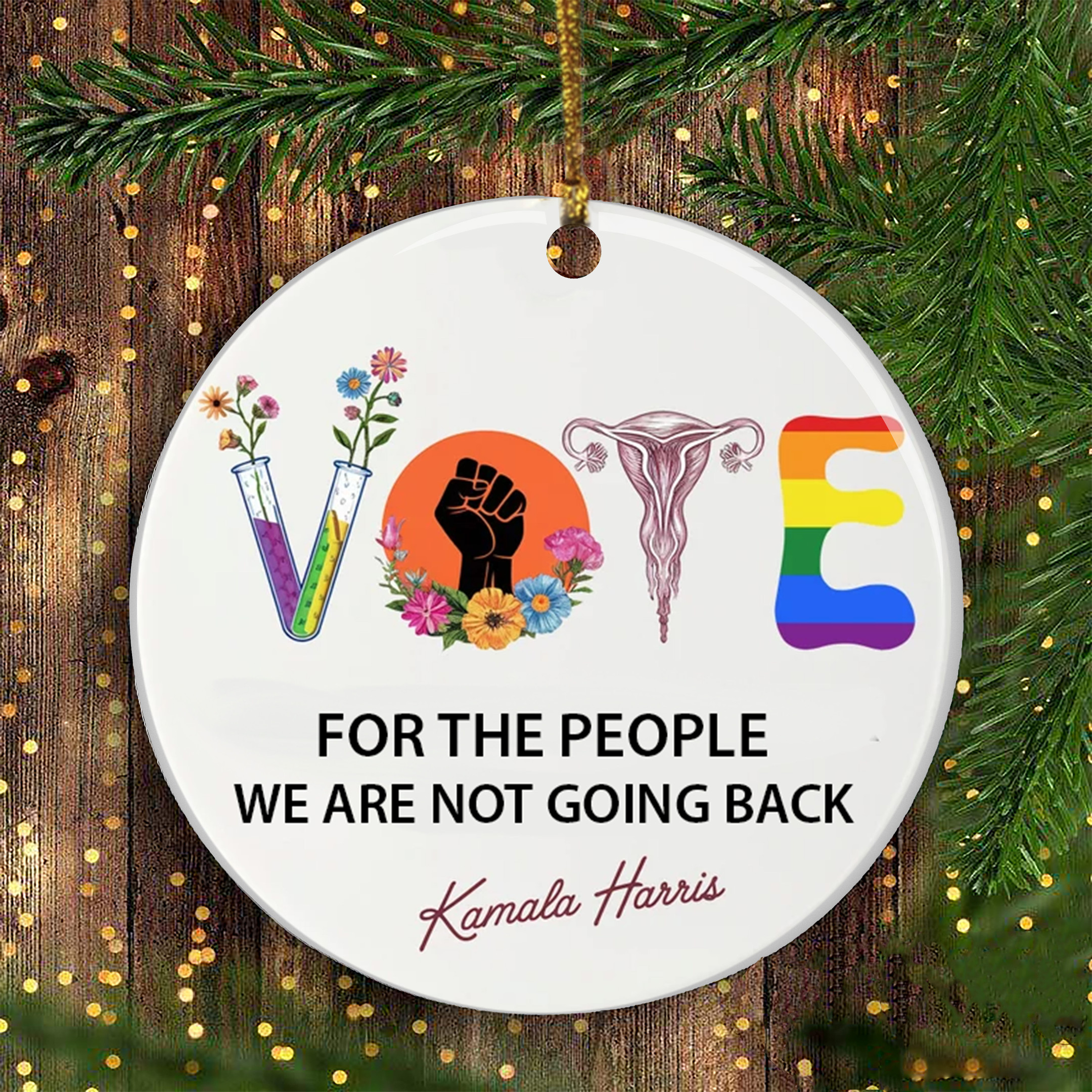 Vote Kamala Harris For The People Christmas Ornament We Are Not Going Back Ornament