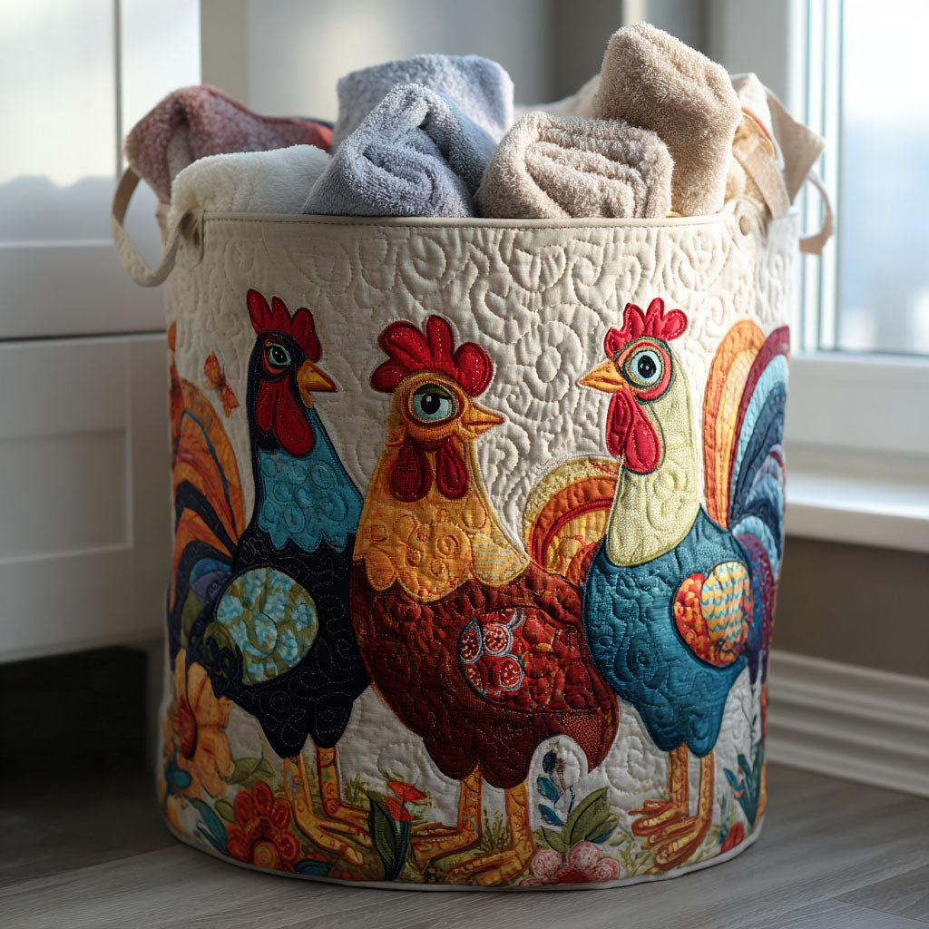 Wacky Feathers Quilted Laundry Basket Elegant Quilted Laundry Bin for Bedroom and Bathroom