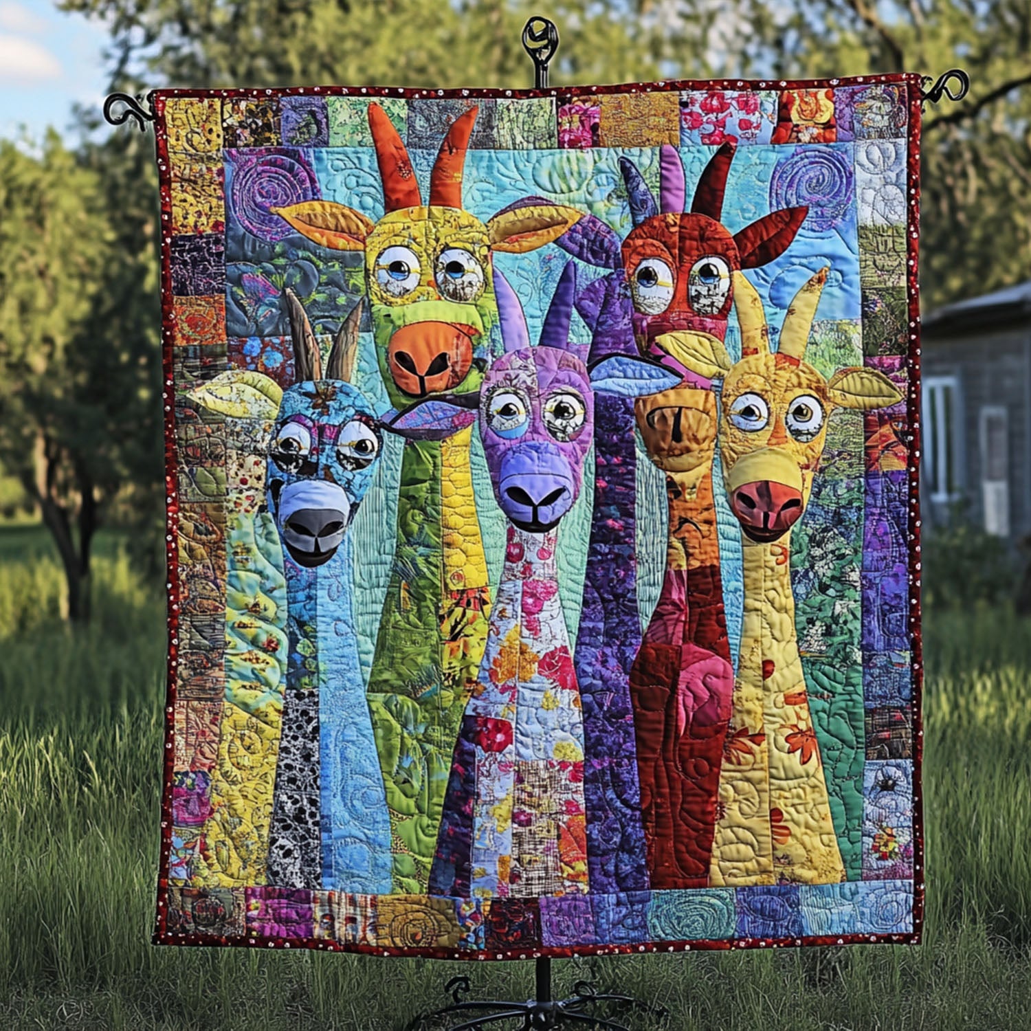 Wacky Wildlife Quilted Blanket Christmas Bedroom Decor Gifts For The Goat Lover