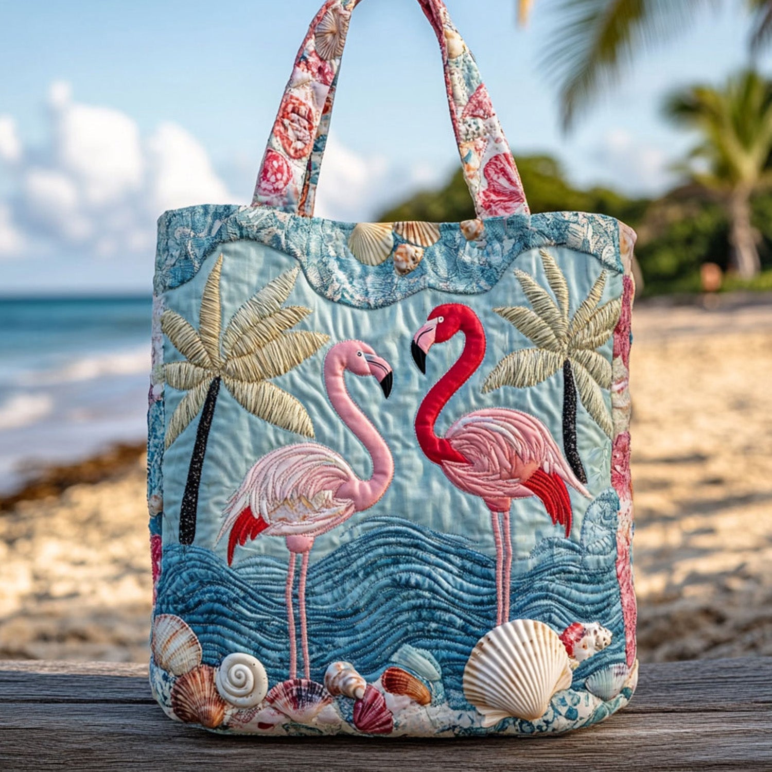 Waddle in Style Quilted Tote Bag Pink Flamingo Gifts