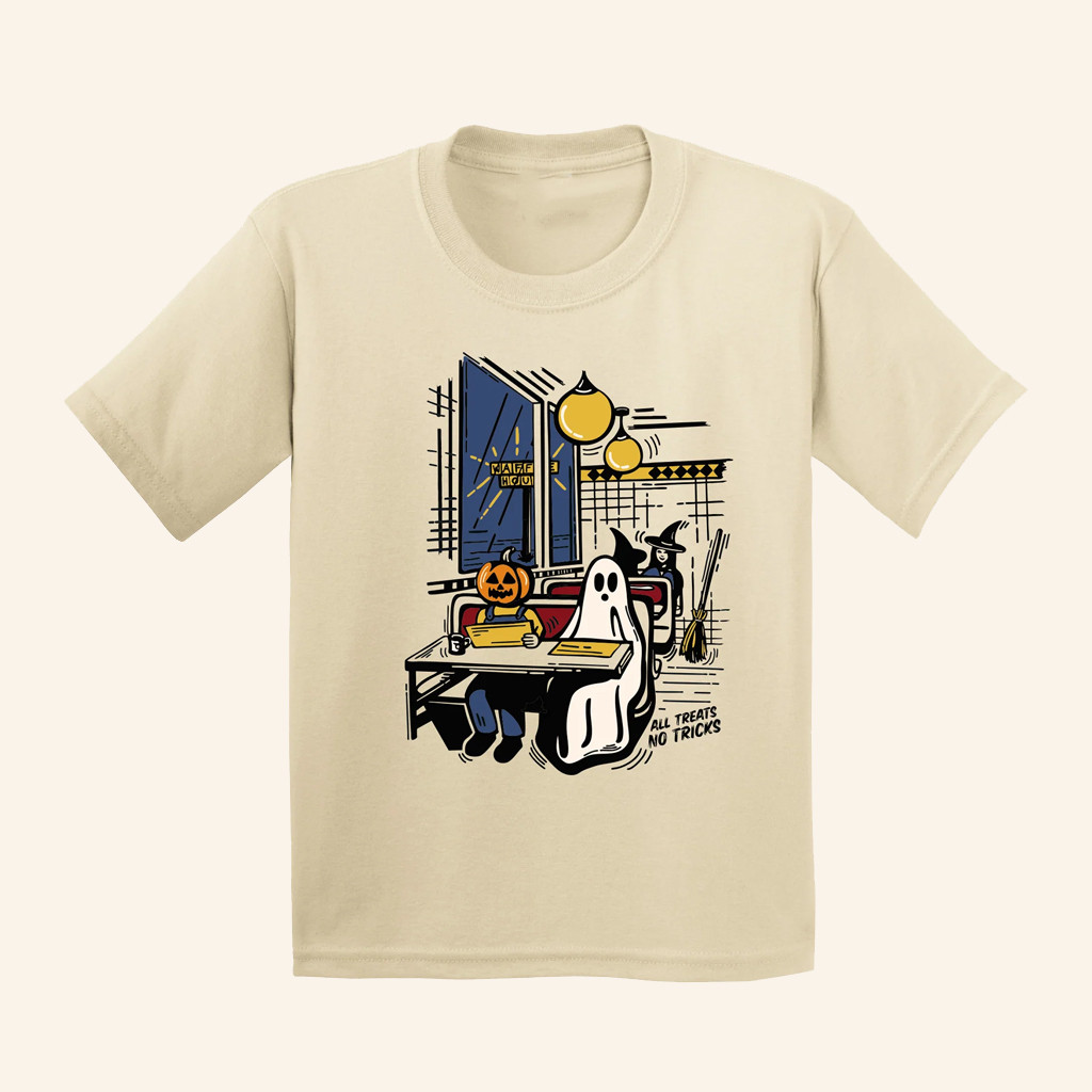 Waffle House Merch All Tricks No Treats Halloween T-Shirt Best Gifts For Boyfriend