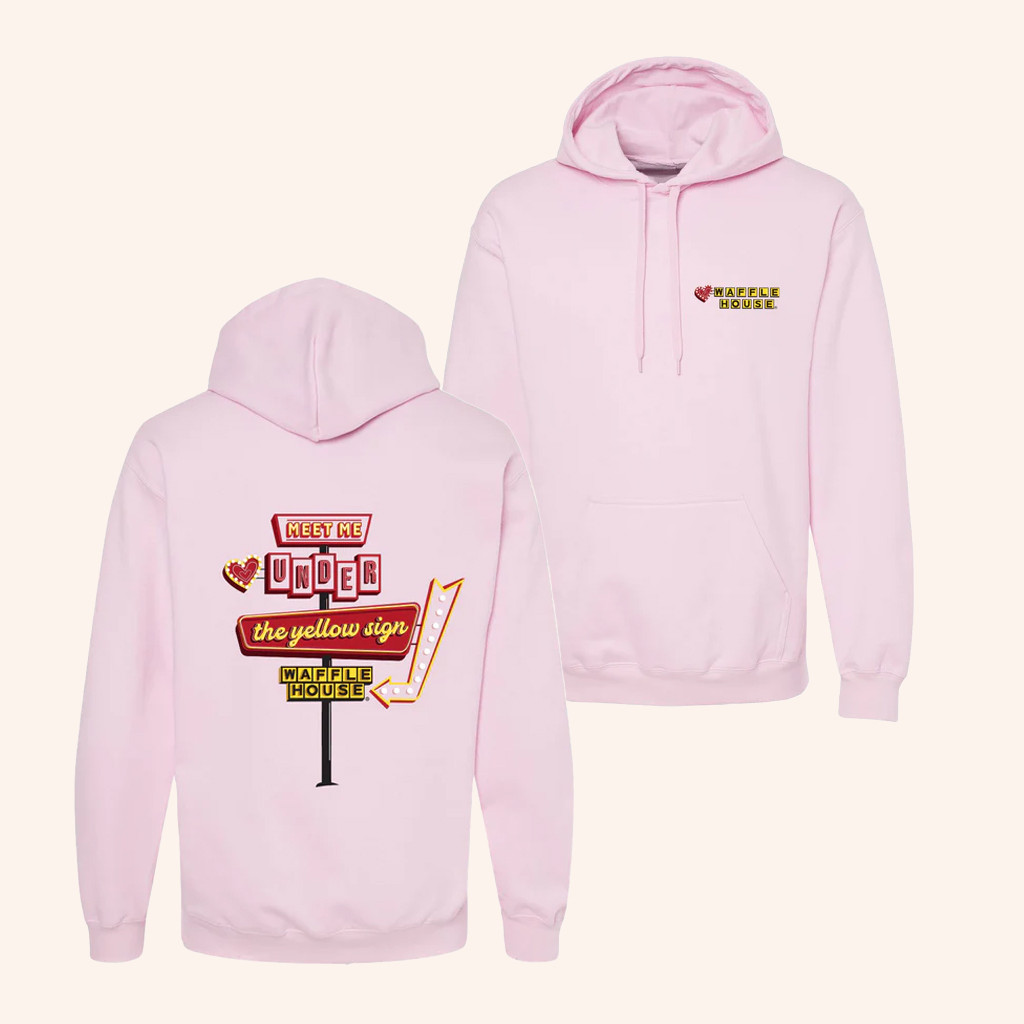 Waffle House Merch Meet Me Under The Yellow Sign Hoodie Valentine's Day Gifts