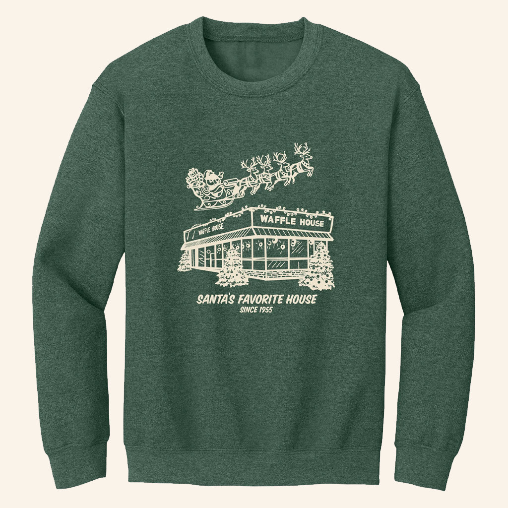 Waffle House Merch Santa's Favorite House Sweatshirt Christmas Gifts For Friend