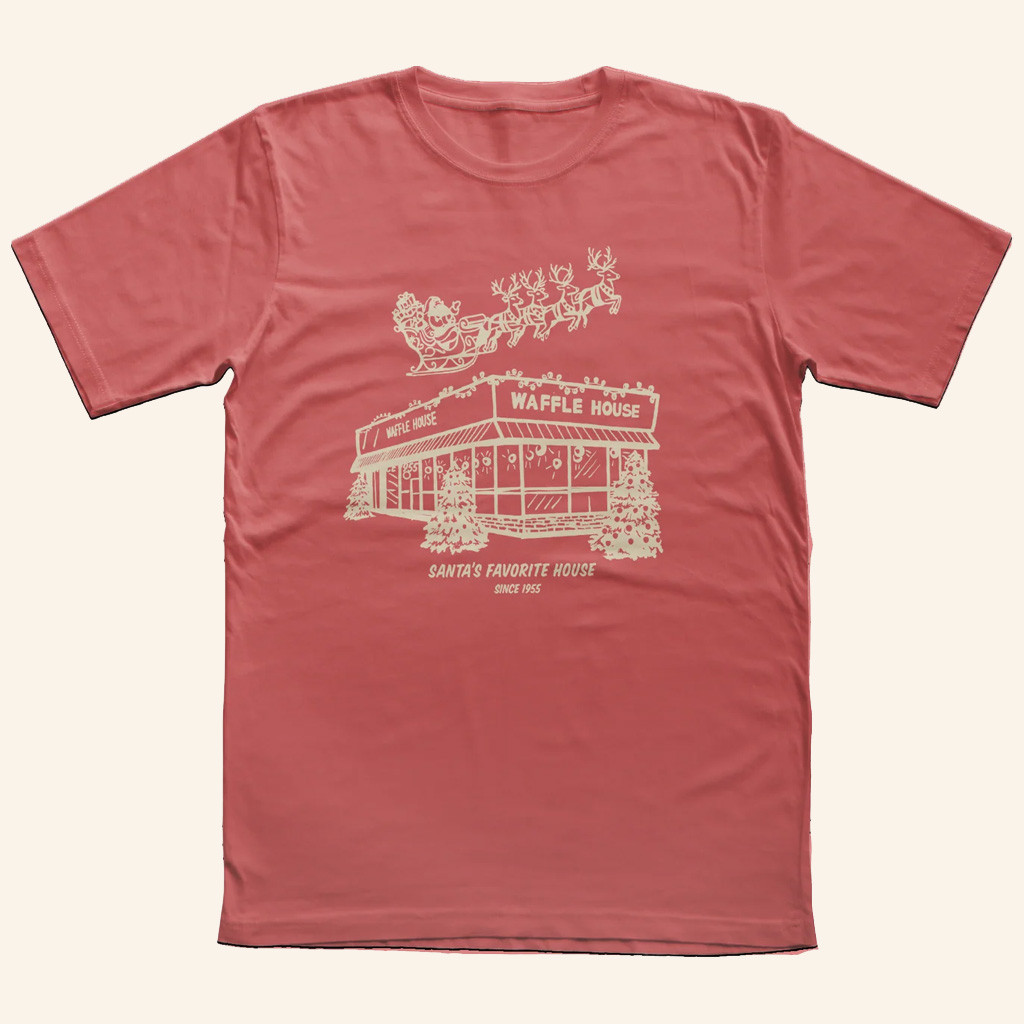Waffle House Merch Santa's Favorite House T-Shirt Christmas Gifts For Adults