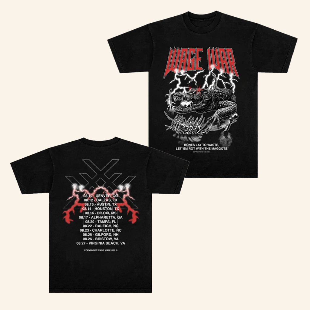 Wage War Band Merch Alligator Bones Tour T-Shirt Gifts For Band Lovers Wage War Band Merch Alligator Bones Tour T-Shirt Gifts For Band Lovers