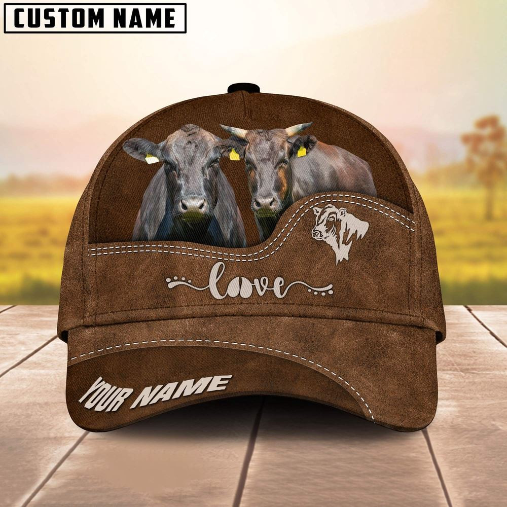 Wagyu Love Leather Pattern Customized Name Cap Farm Cap Farmer Baseball Cap Gift For Farmer