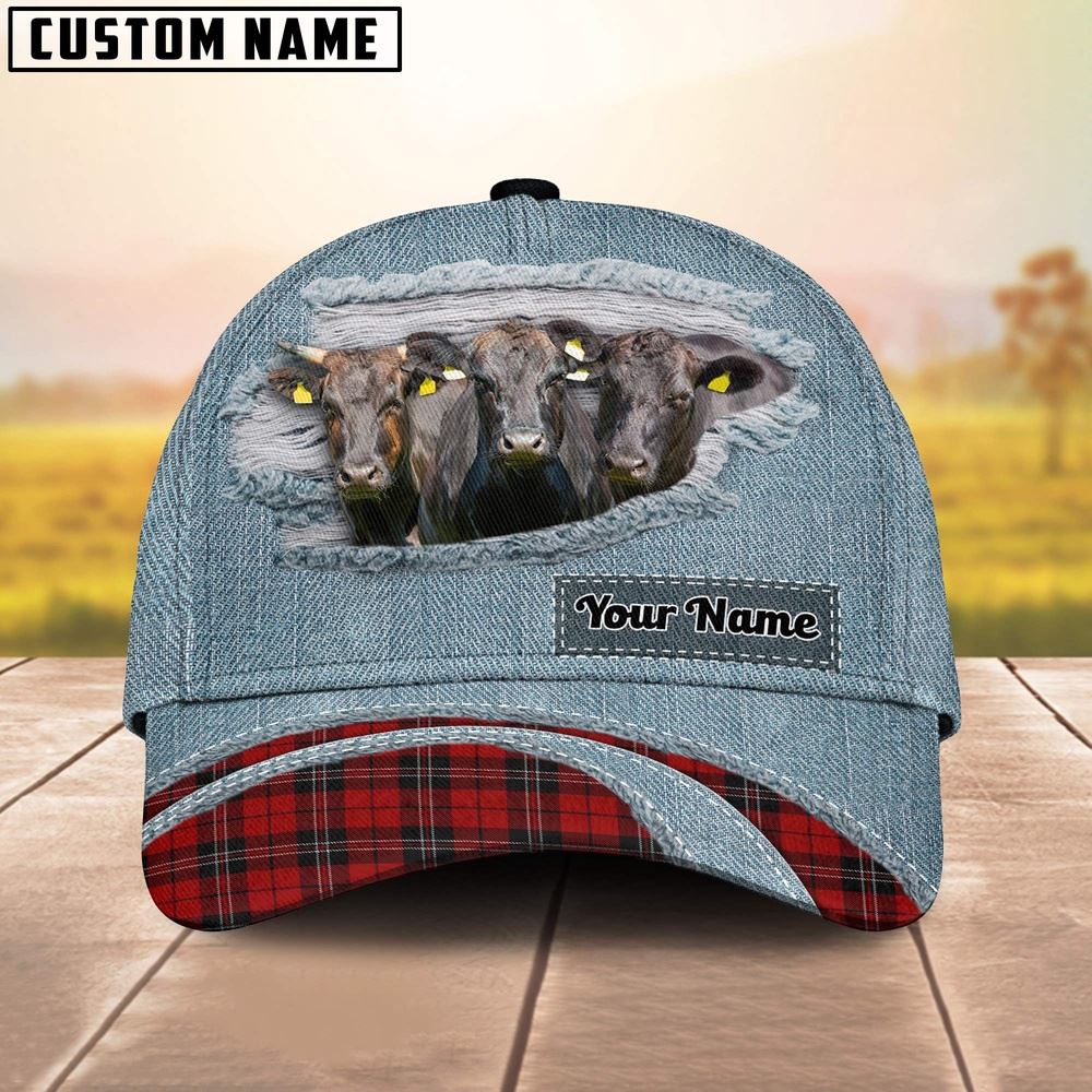 Wagyu Red Caro And Jeans Pattern Customized Name Cap Farm Cap Gift For Farmer