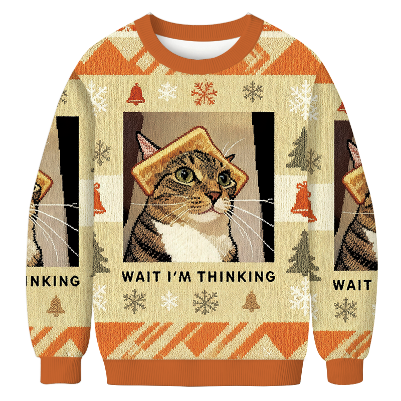 Wait Im Thinking Meme Christmas Ugly Sweatshirt Funny Christmas Holiday Sweater Gift Ideas