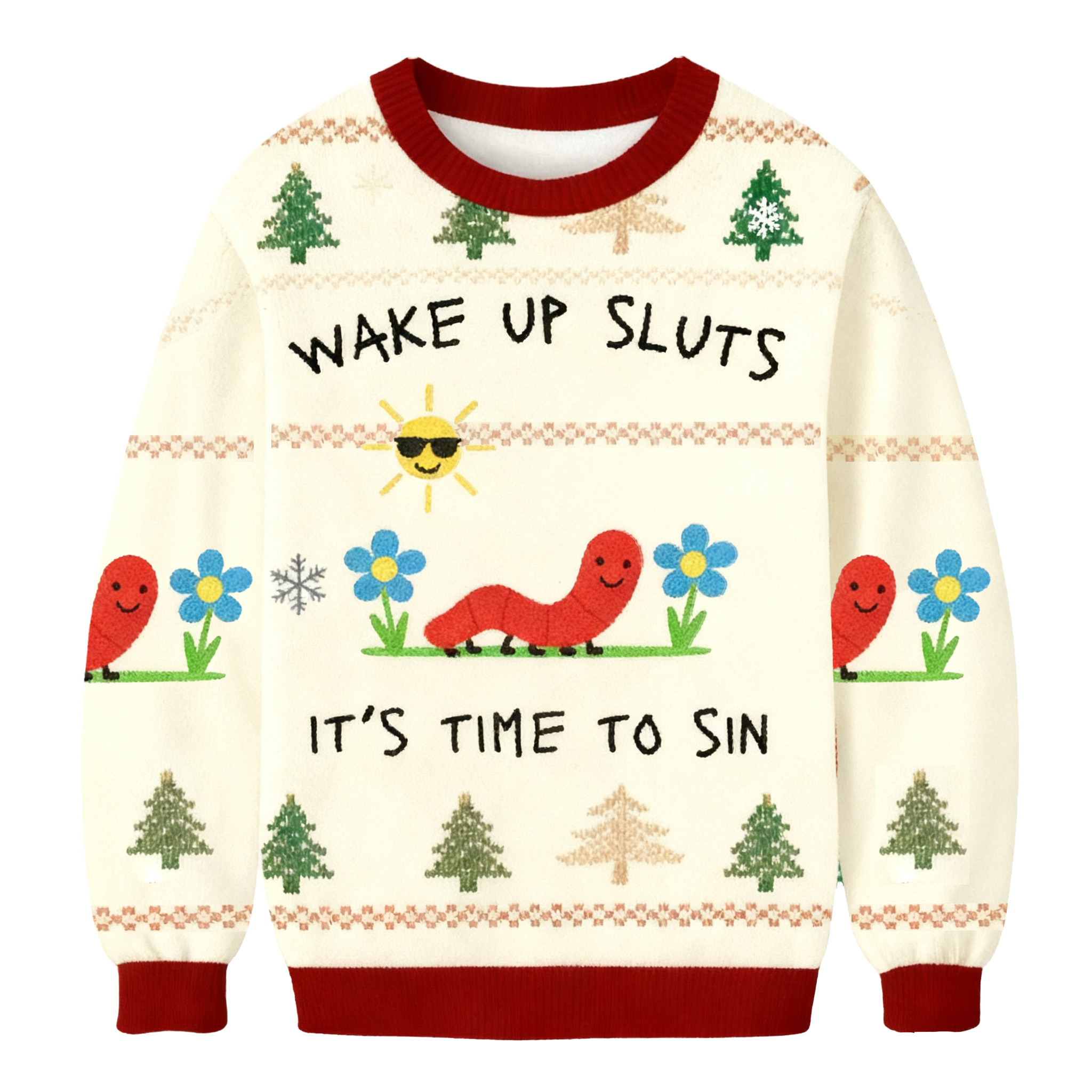 Wake Up Slut It's Time To Sin Christmas Ugly Sweater Winter Apparel Best Gifts For Christmas