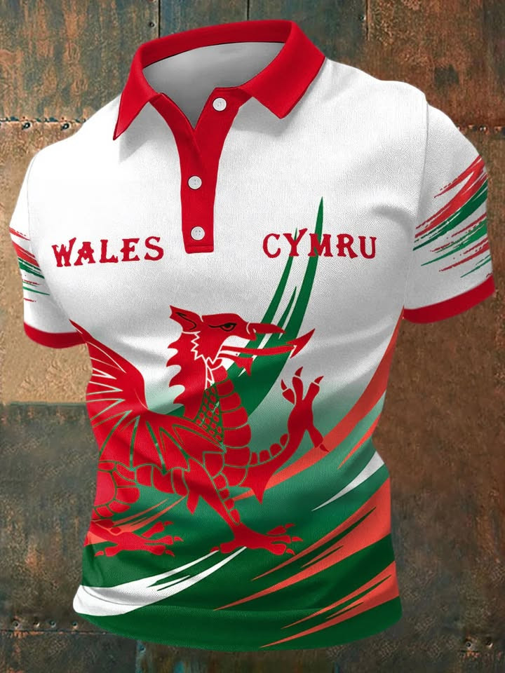 Wales Rugby Lover CYMRU Printed Polo Shirt Father Day's Gifts For Dad Wales Rugby Lover CYMRU Printed Polo Shirt Father Day's Gifts For Dad
