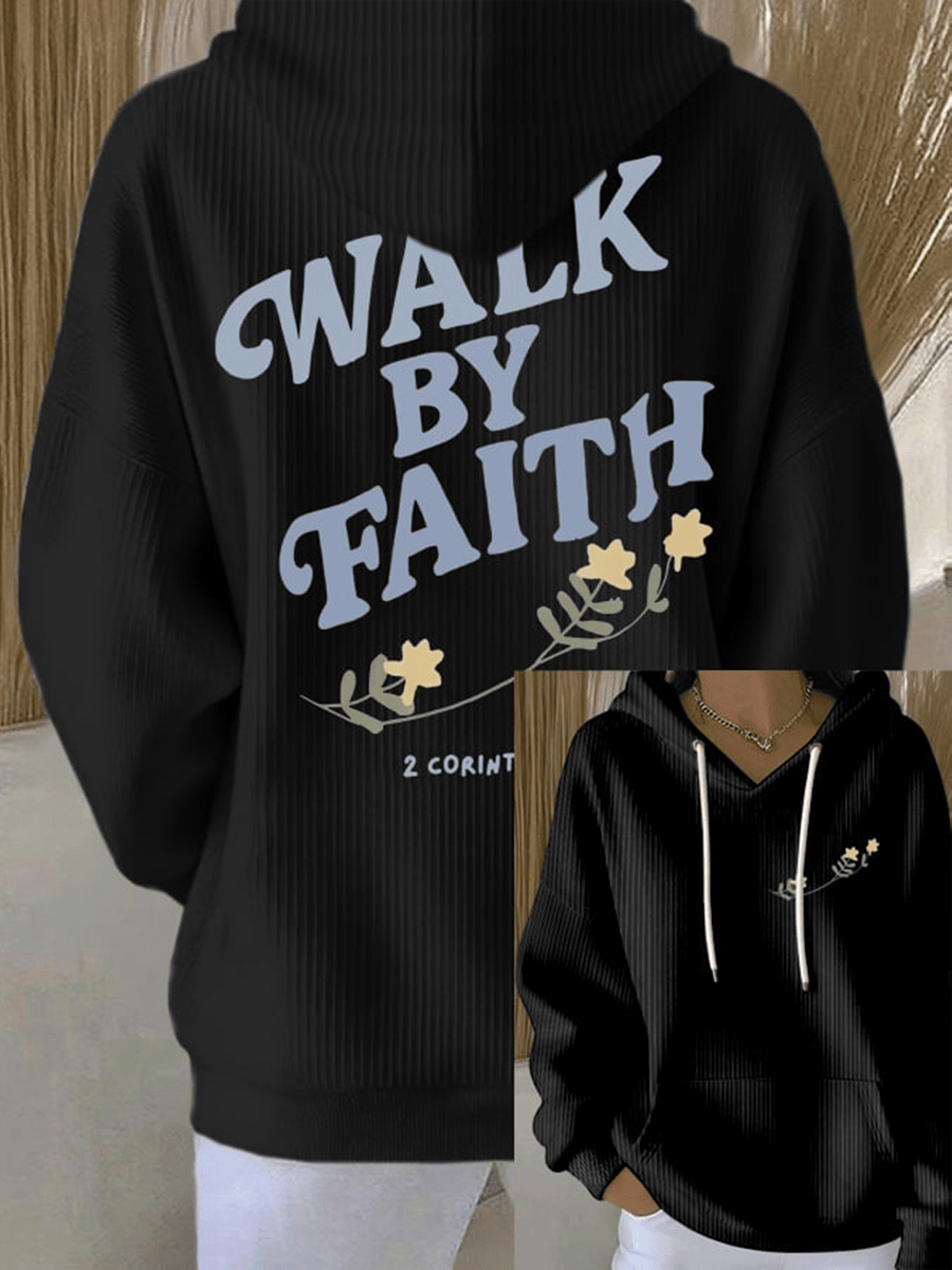Walk By Faith Christian Hoodie Inspirational Bible Verse Faith Pullover Religious Gift