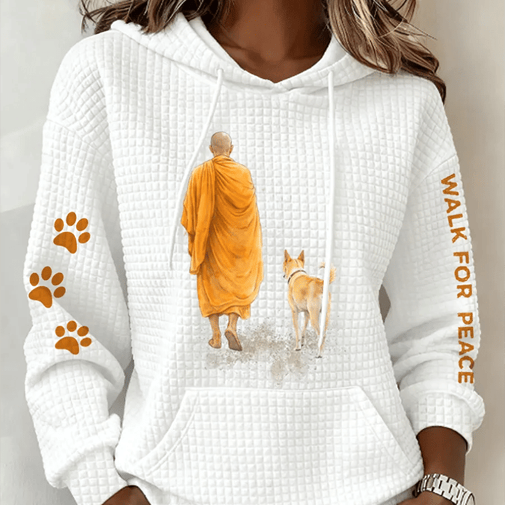 Walk For Peace Aloka Dog Hoodie Trendy Spiritual Apparel Women Gift Ideas