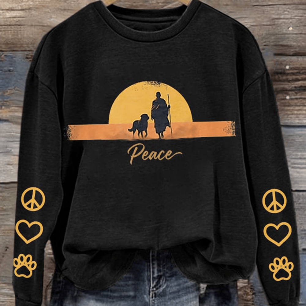 Walk For Peace Aloka Sweatshirt Hippie Themed Buddhist Monks Monks Aloka Clothing