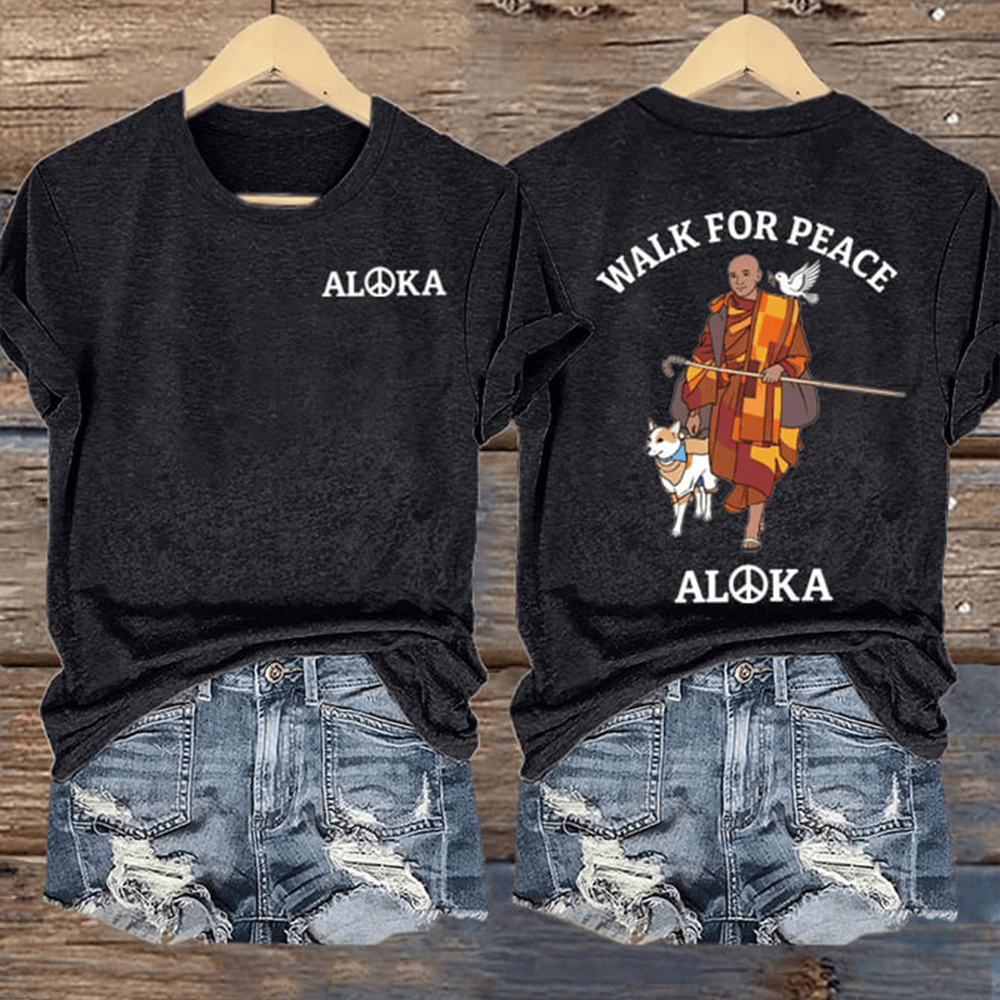 Walk For Peace Aloka T-Shirt Peace Walking Monks With Aloka Dog Story Of Aloka Presents