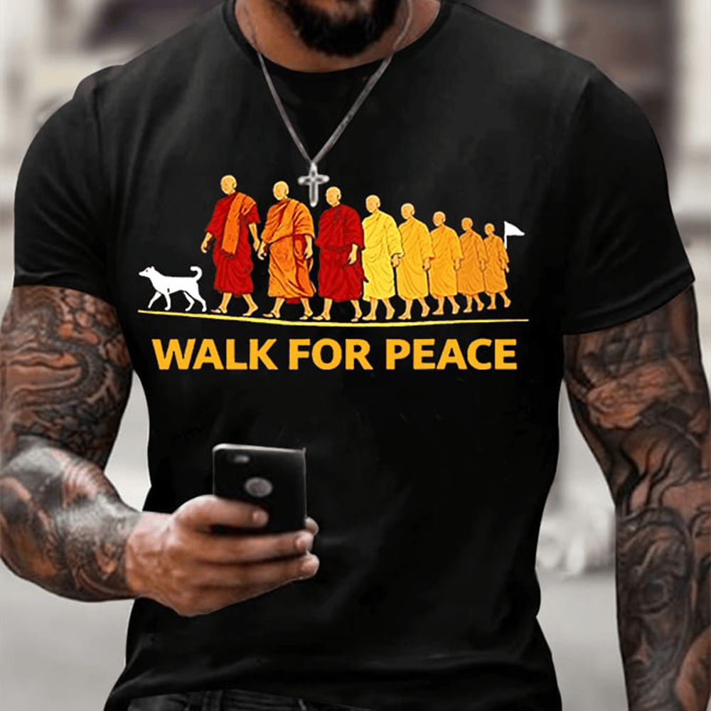 Walk For Peace Aloka T-Shirt Rescue Dog Buddhist Monks Monks Aloka Clothing Gift For Dog Owners