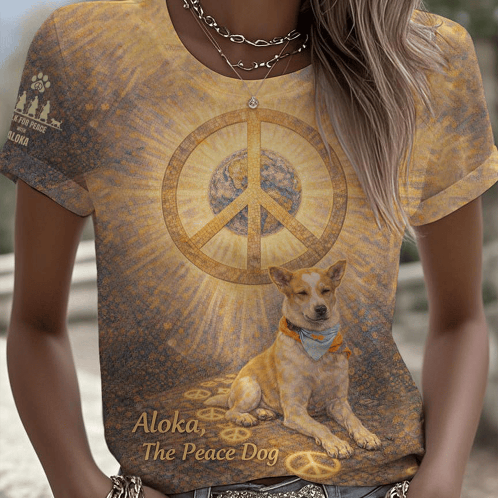 Walk For Peace Art T-Shirt Hippie Themed Monks Aloka Shirt Dog Gift For Her