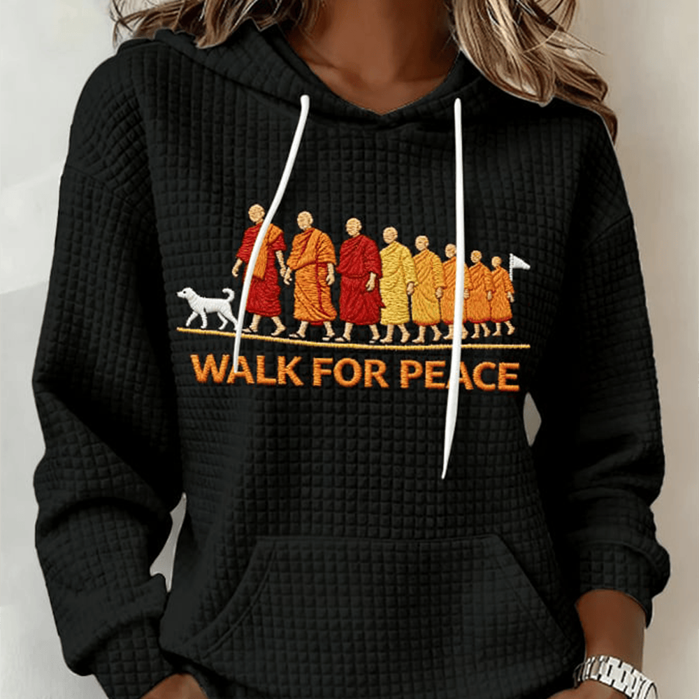 Walk For Peace Buddhist Monks Hoodie Trendy Spiritual Apparel Spiritual Gift For Buddhist