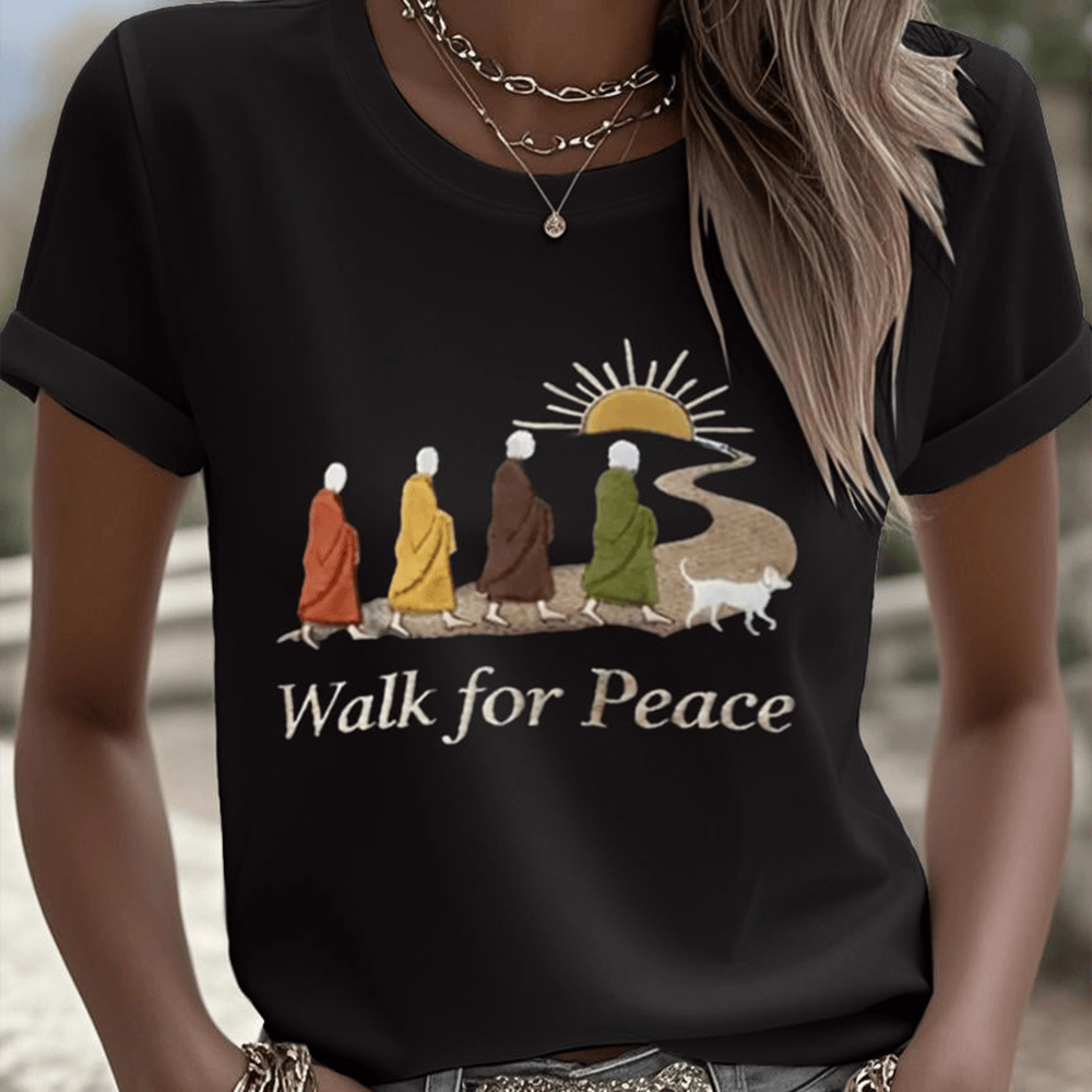 Walk For Peace Buddhist Monks T-Shirt Peace Walking Monks With Aloka Dog Shirt Gift Ideas
