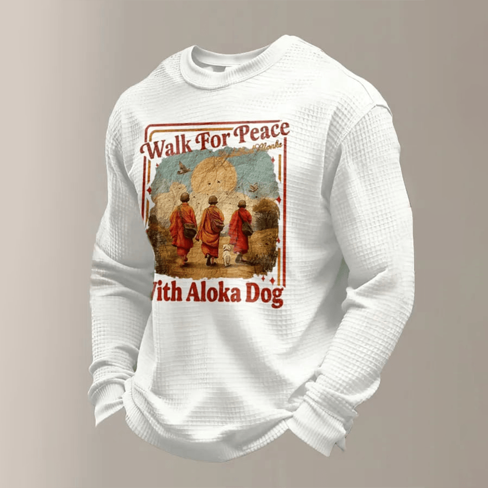 Walk For Peace Long Sleeve Shirt Peace Walking Monks With Aloka Dog Trendy Spiritual Apparel