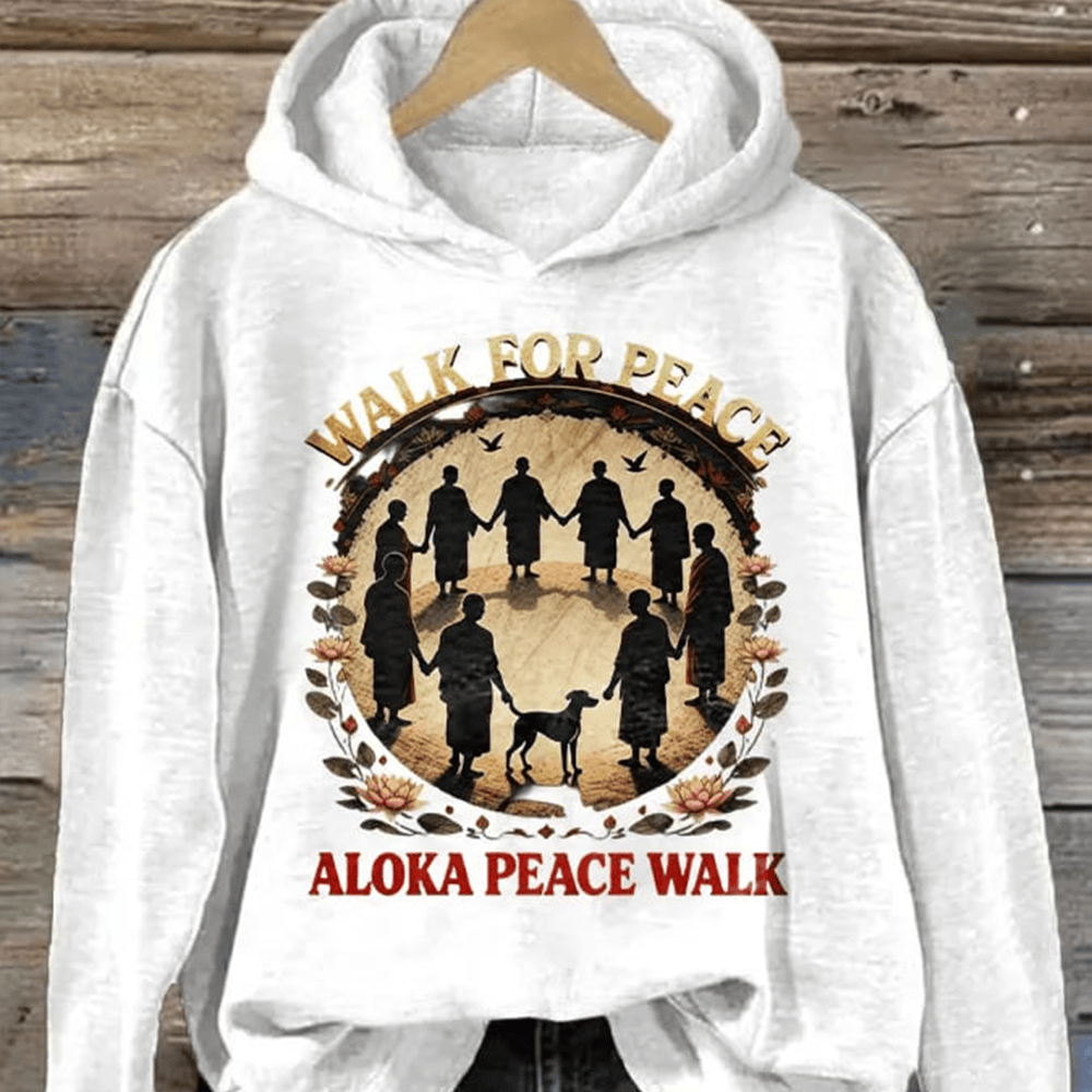 Walk For Peace Monks With Aloka Dog Hoodie Aloka Peace Walk Hooded Sweatshirt Dog Gifts
