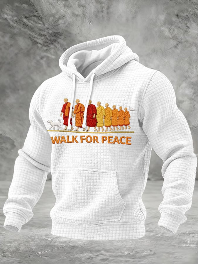 Walk For Peace Monks With Aloka Dog Hoodie Aloka The Peace Dog Merch Zen Monks Hoodie Men's