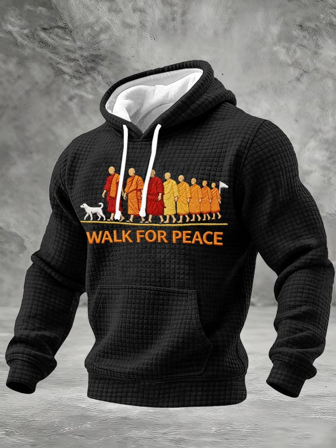 Walk For Peace Monks With Aloka Dog Hoodie Aloka The Peace Dog Merch Zen Monks Hoodie Men's